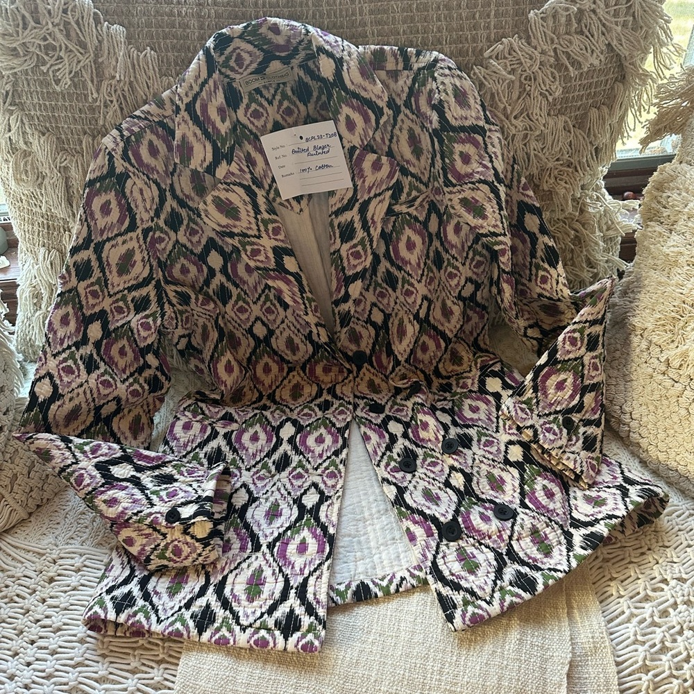 Boom business boho blazer kantha quilted NWT sample pockets purple black small m